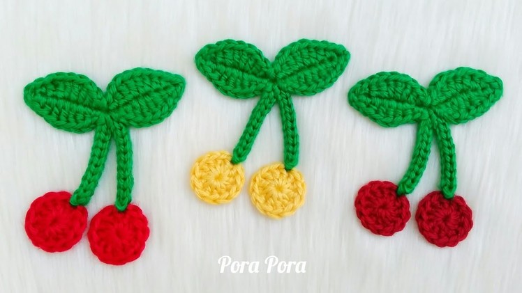 Crochet Cherry I Crochet Cherry Applique Tutorial I Crochet Fruit Applique