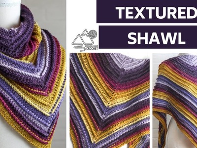 CROCHET: Mountain Ridge Textured Triangle Shawl, Easy Crochet Pattern by Winding Road Crochet