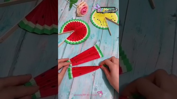 DIY Watermelon Hand Fans ???????? || Shorts || Cute Paper Pop Up Fans || YT Shorts || DIY Paper Fan
