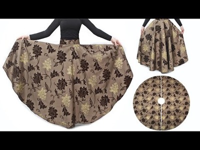 FULL CIRCLE SKIRT ✅ Long Full Flared. Circular Umbrella Skirt Cutting and Stitching DIY