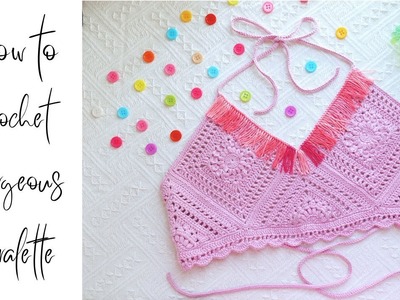 How to Crochet a Gorgeous Bralette.Summer top.Beach top.Bikini top