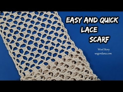 How to Crochet Easy and Quick Lace Scarf – Pattern Tutorial - Heklani čipkasti šal