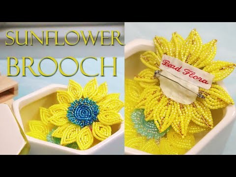 How to: French beaded sunflower brooch pin