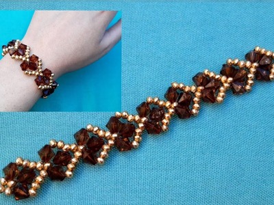 How to make arrow or  chevron beaded bracelet with bicone crystal beads. very Easy to follow