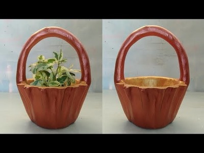 Make a Basket Shaped Pot for Home Planters. Cement making ideas