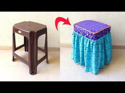 Make Useful Plastic Stool Cover from Waste Clothes l DIY Stool Cover l Sonali's Creations