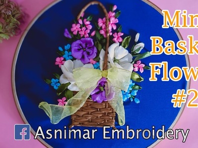 Mini Basket Flowers Ribbon Embroidery Design #2