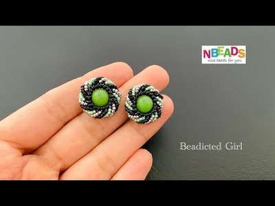 Nbeads Stud Earrings || spiral pattern Beaded stud earring