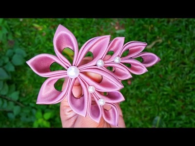 Satin ribbon flower | how to make satin ribbon flowers | ribbon flowers for decor | kanzashi flowers