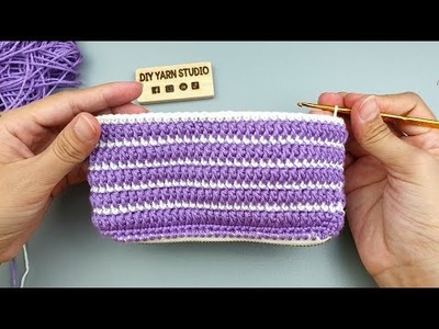 #Shorts Super Easy How to Crochet Purse with Zipper | Free Crochet Patterns | DIY Yarn Studio
