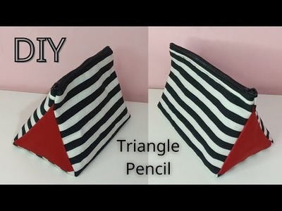 Triangle Pencil Case Tutorial. Easy Pyramid Sewing Pouch , Triangle Design Pouch