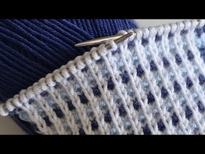 Two skewers easy knitting pattern   İki şiş kolay örgü modeli