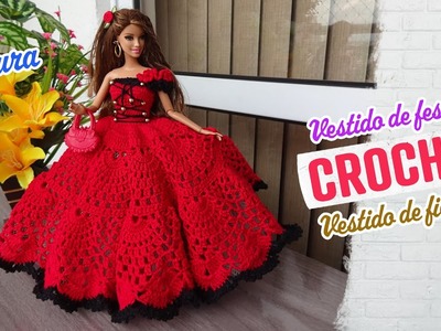 Vestido de Festa Laura em Crochê para Barbie