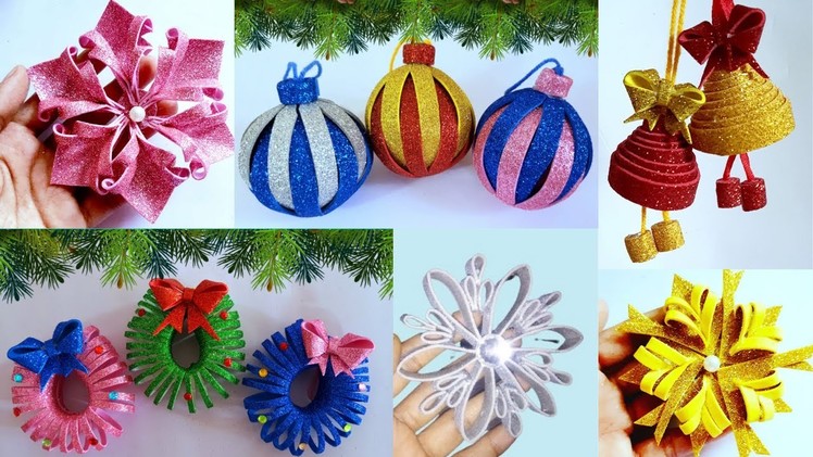 6 glitter foam christmas decorations | diy christmas ornaments glitter foam|new Christmas craft idea