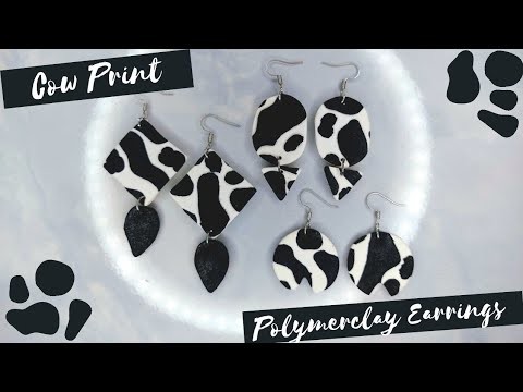 DIY Cow print earrings | How to make polymer clay earrings for beginner - Easy clay Earrings