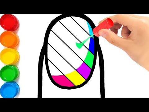 Glitter Rainbow Nail Polish coloring and drawing for Kids, Toddlers 