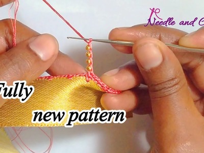New & Unique different way of crochet saree kuchu pattern for fancy sarees & dupattas using beads !!