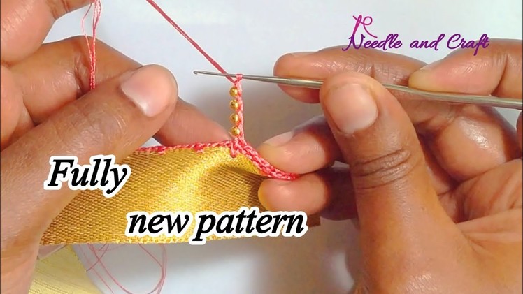 New & Unique different way of crochet saree kuchu pattern for fancy sarees & dupattas using beads !!