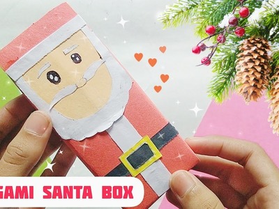 Origami Paper Christmas Box | DIY Origami Paper Santa Claus Box | How to make a Paper Pencil Box