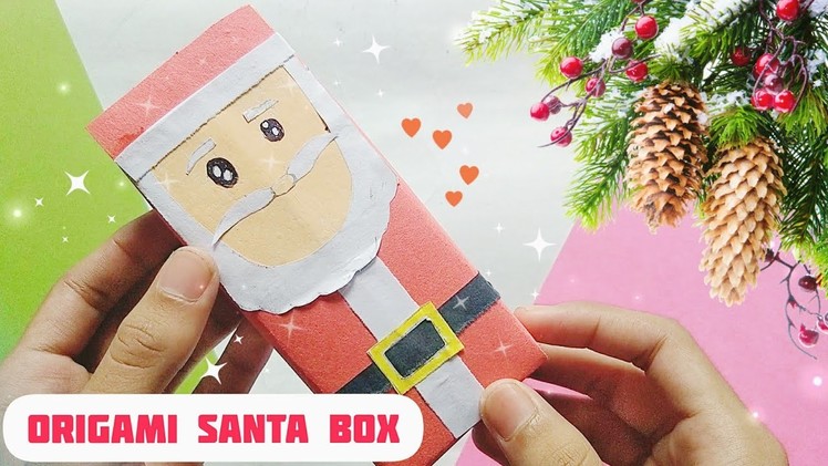 Origami Paper Christmas Box | DIY Origami Paper Santa Claus Box | How to make a Paper Pencil Box