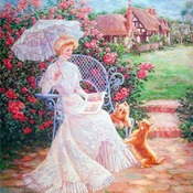 Reading In The Garden Cross Stitch Pattern***L@@K***Buyers Can Download Your Pattern As Soon As They Complete The Purchase