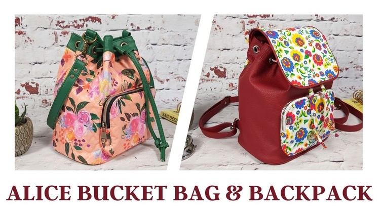 Alice bucket bag & backpack. 2 in 1 pattern. Sewing tutorial. Allsewpetite