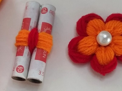 Amazing Hand Embroidery Woolen Flower craft ideas with Cotton Thread Spool | Easy Sewing Hack