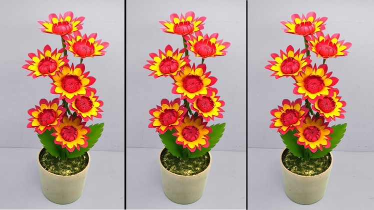 Amazing Paper Flower Making | Easy Paper Flower | Home Decor