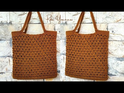 Beautiful Crochet Tote Bag Tutorial - Crochet Purse | Tas Rajut Cantik Mudah Motif Modern
