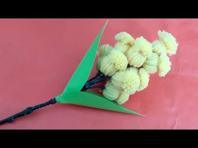 Easy Woolen Flower Making Idea - How to Make Beautiful  Flower - Amazing Woolen Crafts#Shorts