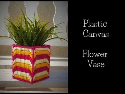 Hand-stitched hexagon flower vase #shorts #plasticcanvas #yarncrafts