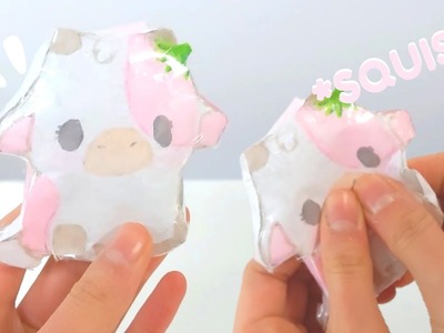 How to make a Cute Strawberry Cow Squishy! *FROM PAPER* (Super easy)  - DIY TIME -