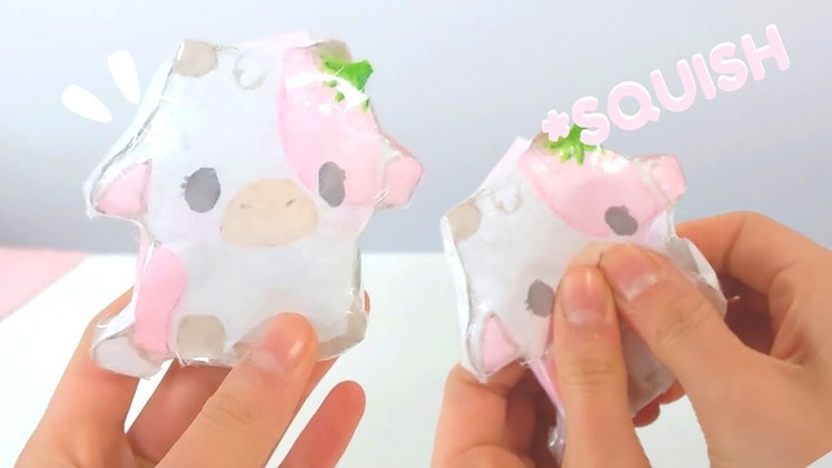 How to make a Cute Strawberry Cow Squishy! *FROM PAPER* (Super easy)  - DIY TIME -