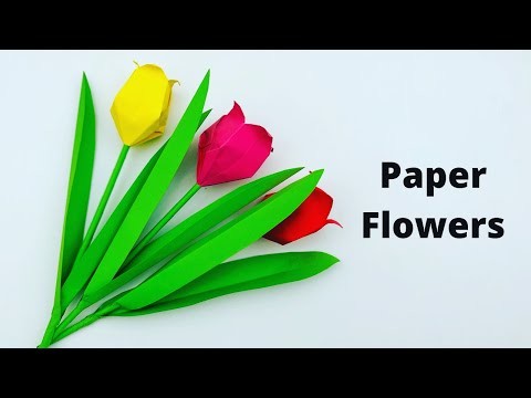 How To Make Easy Paper Tulip Flowers For Kids. Nursery Craft Ideas. Paper Craft Easy. KIDS crafts