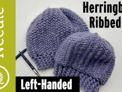 Knit Vertical Herringbone Ribbed Hat | EASY 2 row rep (6 sizes) LEFT HANDED