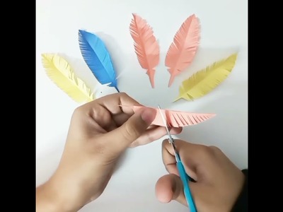 Making feathers from paper???? | paper craft ideas #shorts #youtubeshorts