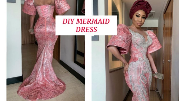 MERMAID DRESS WITH STRUCTURED SLEEVE | FISHTAIL DRESS | CUTTING AND SEWING TUTORIAL