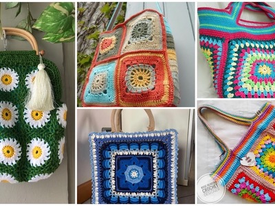Most Unique latest Crochet flower pattern bag.shoulder bag.boho style bag designs
