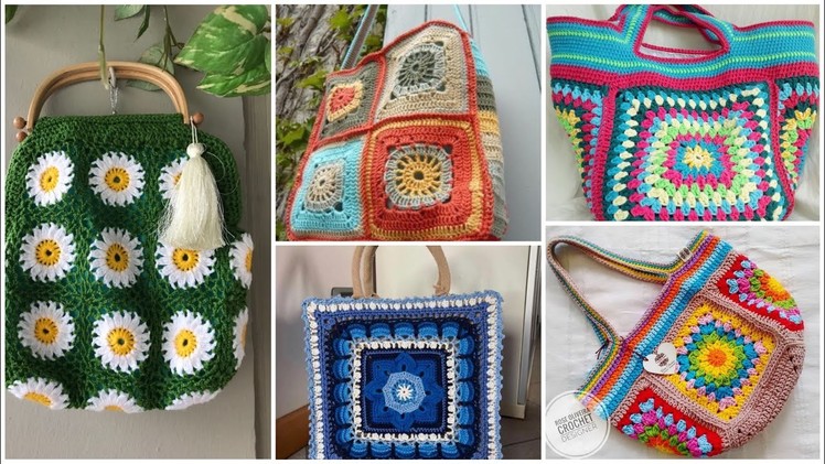 Most Unique latest Crochet flower pattern bag.shoulder bag.boho style bag designs