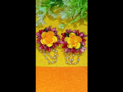 #shorts,DIY Flower Earrings For Haldi or Mehndi Ceremony| DIY Flower Jewellery at Home Haldi Jewelry