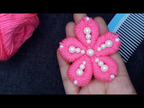 Super Easy Flower Stitch Idea with Haircomb. hand embroidery design Trick