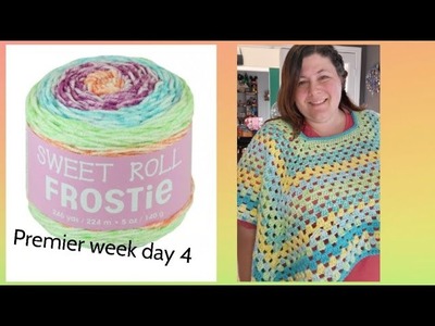 Sweet Rolls Frostie yarn and Jens Favorite Poncho (crochet tutorial)