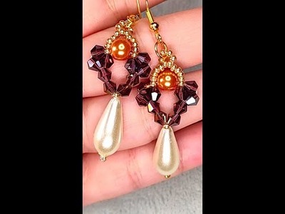 1 minute making beaded earrings, how to make bicone earrings with tear drop