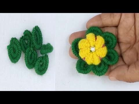 Amazing Hand Embroidery Flower Design Trick  - Hand Embroidery Rose Flower Designs Idea#Shorts