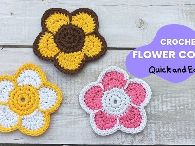 Crochet Coaster for Beginners | Easy Crochet Daisy Flower Coaster. Sunflower Coaster