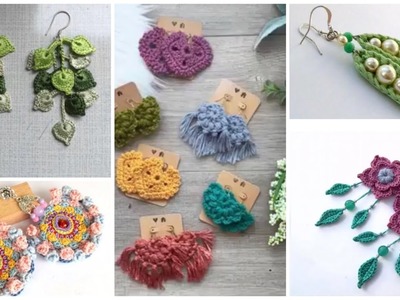 Crochet colorful cotton yarn earrings designs.fancy & beautiful crochet earrings #crochetjewelry