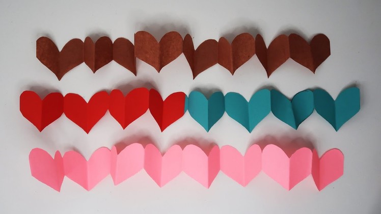 Easy Decorative Paper Heart Chain || DIY Paper Cutting Decorations || Paper Heart Chain Tutorial