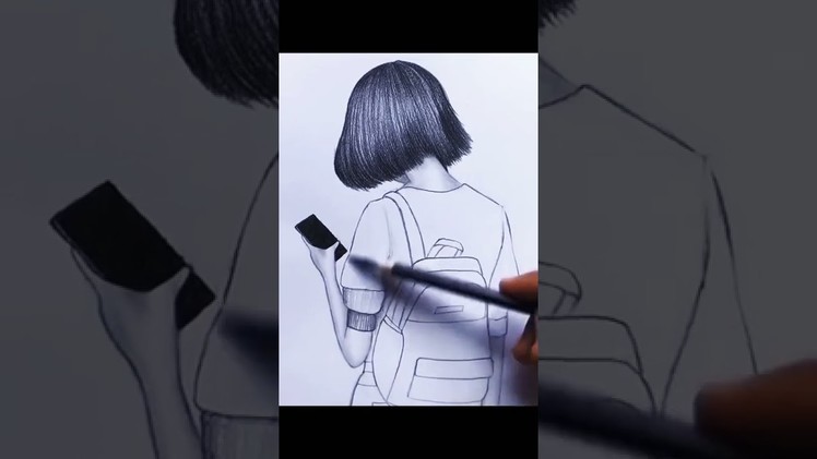 Easy drawing for beginners - A girl (Back side) || How to Draw a Girl  - step by step.