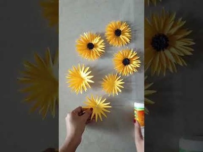 ||Easy paper craft || Wall hanging paper craft || Sunflower || #shorts #youtubeshorts #shortsfeed