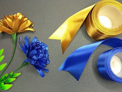 Easy Satin Ribbon Flower Making. DIY Satin Ribbon Flower Decoration